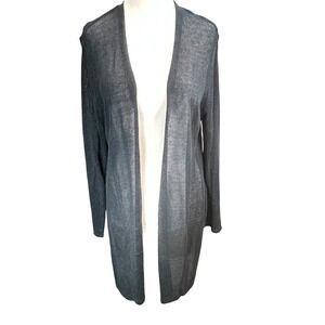 J. Jill Women's Navy Lightweight Sheer Open Front Longline Cardigan M‎ Petite